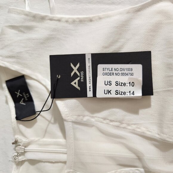 AX Paris Women's White Size10 Sleeveless Chiffon Panel Zip Back Mini Dress Party - Picture 14 of 14